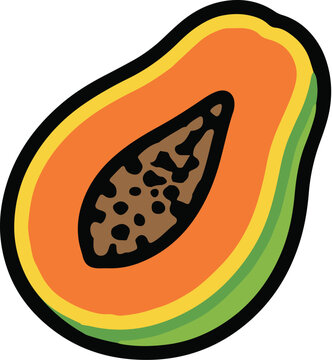 Cute Papaya Cartoon Icon