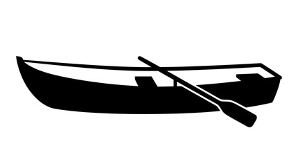 Cad tree line Black boat, rowing boat, vector icon, transportation symbol, nautical graphic isolated on White Background vector © MdAbdul