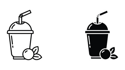 Smoothie drink with berry icon vector outline and solid © Saiful Stock