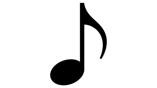 Cad tree line Music note, eighth note, black musical symbol, sound icon, melody element isolated on White Background vector