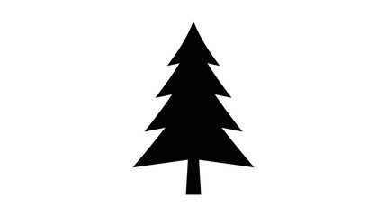 Fototapeta premium Cad tree line Pine tree, evergreen tree, black silhouette, vector icon, nature symbol isolated on White Background vector