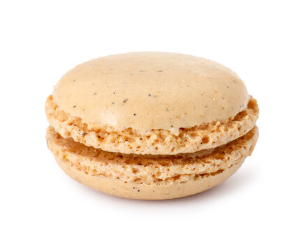 One delicious macaron isolated on white. French cuisine