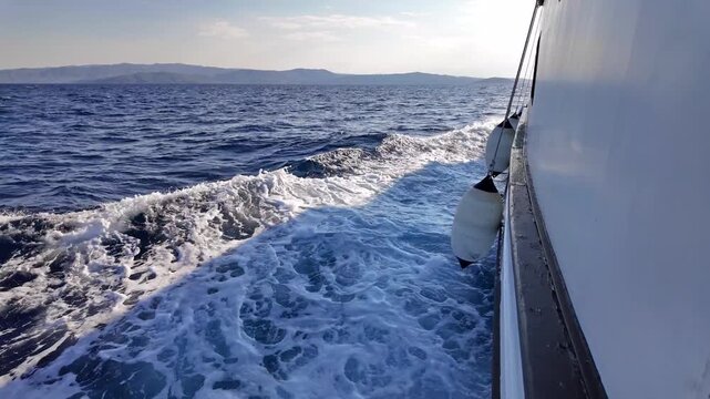 Sailing boat on blue sea &ndash; summer travel, yacht vacation, ocean adventure and freedom concept.