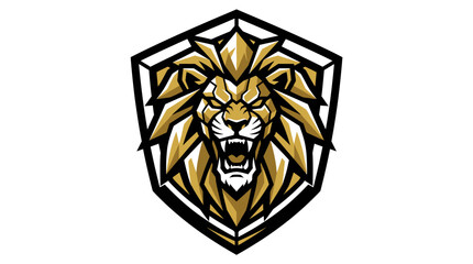 Obraz premium Fierce Golden Lion Head Crest Emblem Logo Design