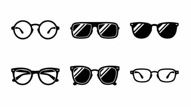 Collection of Black Sunglasses and Eyeglasses Icons