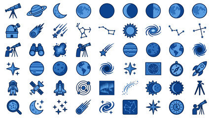 Blue Astronomy and Space Exploration Icons Collection © Kas