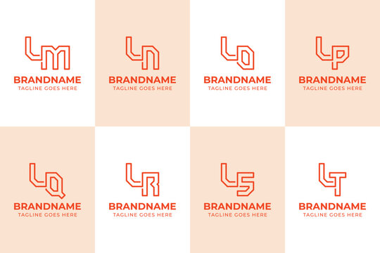 Letters LM LN LO LP LQ LR LS LT Monogram Logo Set