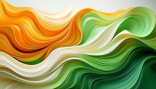 Wavy Tricolor Blend Features Green White And Saffron Layers Over A Transparent Backdrop
