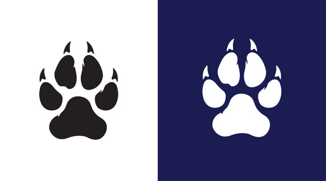 Black and White Wolf Footprint Vector &ndash; Clean B&eacute;zier Curve, Scalable Commercial Use, No Gradients, No Shadows, Perfect for Vinyl Cutting, Sticker, Poster, Hunting Brand, and Wildlife Conservation Desi