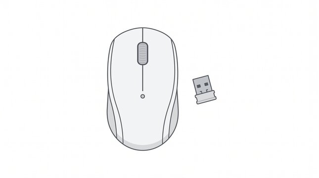 Wireless computer mouse with usb receiver isolated on white background
