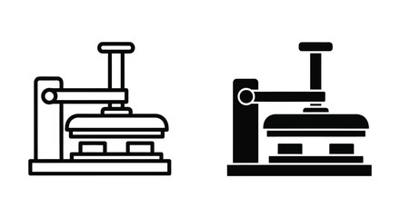 Obraz premium Heat press machine icon, flat vector illustration tshirt printing equipment, garment heat press machine, textile printing press, sublimation machine, industrial press, vector icon design