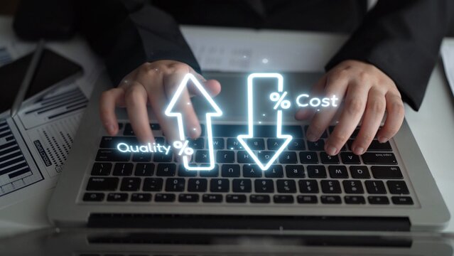Business concept showing cost reduction and quality increase using Lean, Six Sigma, and Total Quality Management (TQM) to enhance efficiency, value, and customer satisfaction. Muxer