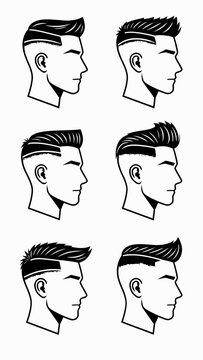 Mens Haircut Styles Side Profile Vector Illustration