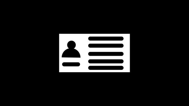 Simple identification card icon with a human silhouette person symbol and a signature line for business profile identification or personal security badge layout design for digital and print media use