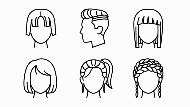 Diverse Hairstyles Icons Set Vector Illustration