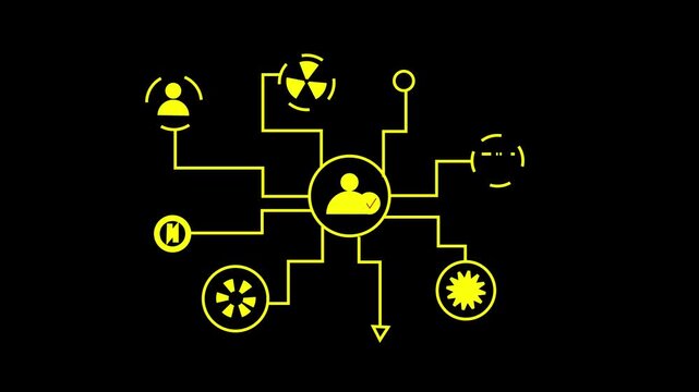 Minimalist yellow user profile icon symbol isolated on a simple black background for web and app interface design representing person account avatar contact identity member human sign graphic element