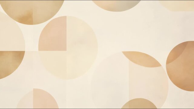 Geometric beige circles drifting across textured neutral background seamless loop hand drawn digital 4k animation