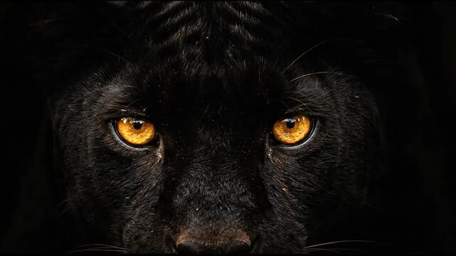Close up portrait of black panther in dark shadows