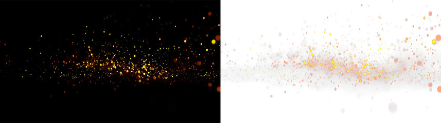 Spark trail of fire on a transparent background showing random positions and movement in a flowing pattern during any time of the day © denzelll