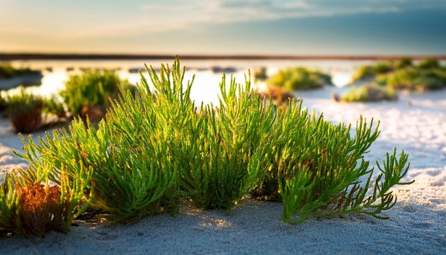 Salicornia Common Glasswort Close Up On A Salt Lake