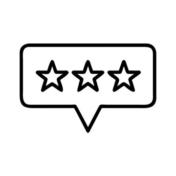 Three star rating vector icon on transparent background linear design.