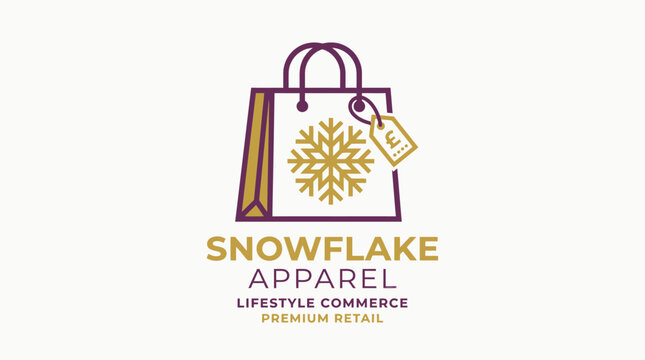 Snowflake Apparel logo features shopping bag with snowflake design indoors