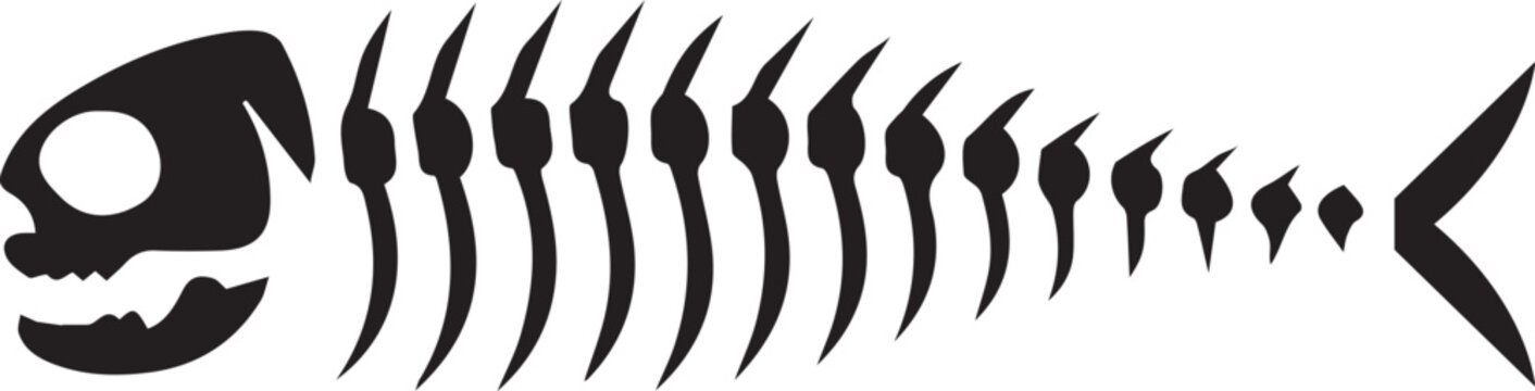 Black fish skeleton icon design Vector, illustration