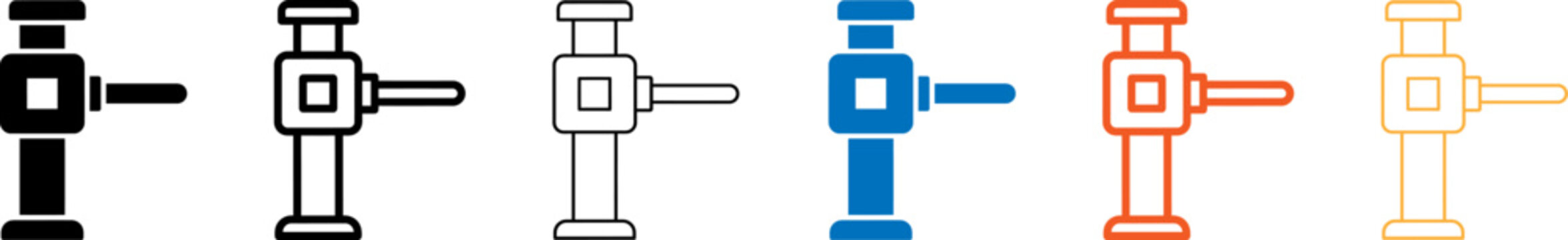 Variety of colorful drill press icons in different styles and colors