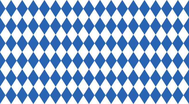 Traditional Bavarian Oktoberfest Pattern. Deep Royal Blue and White Diamond Lozenge Checker Background for German Beer Festival Branding, Authentic Folk Celebration BacDROP