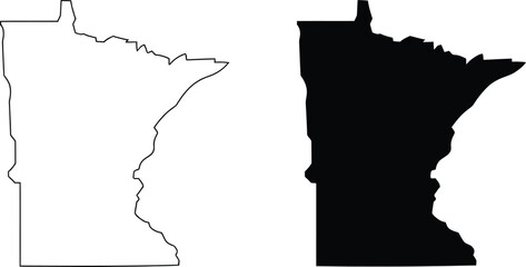 Minnesota state outline and filled map silhouette designs © HappyArt