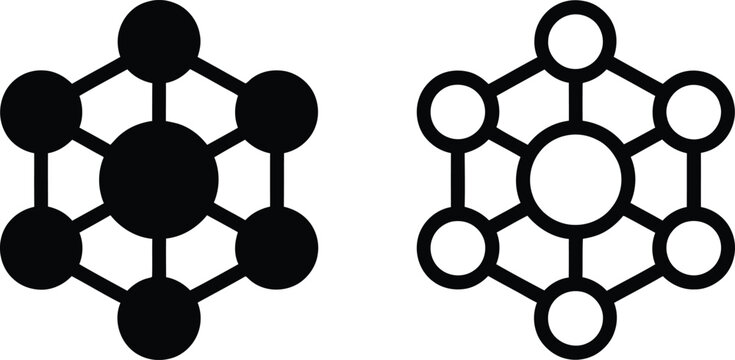 Black and white benzene molecular structure diagram with empty ring version
