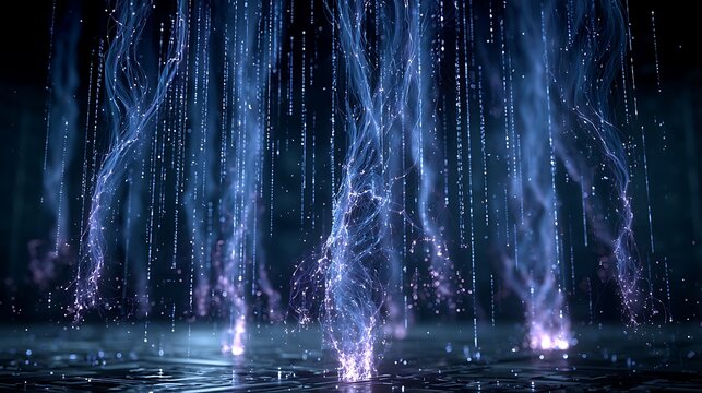 Energy streams flowing from abstract technological source with abstract