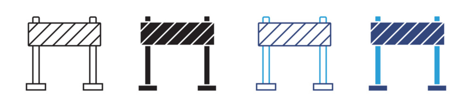 Road Barrier Icon Vector Collection in Outline and Solid Style for Traffic Safety and Construction Design