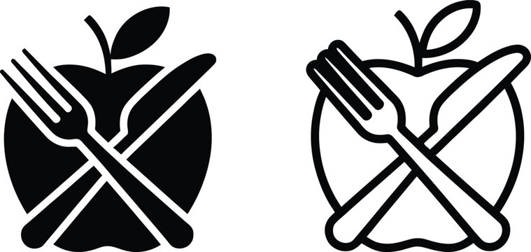Apple logo with crossed cutlery vector icon design