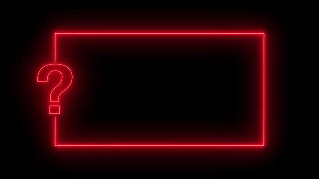 Glowing Red Neon Question Mark Rectangular Text Box Frame Loops - Electric Borders Black Backgrounds