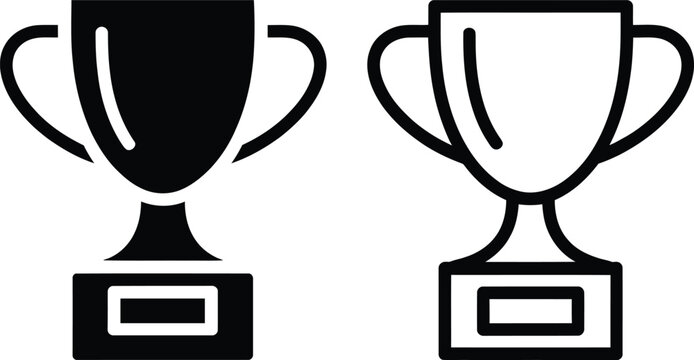 Two trophies icon with award base standing side by side