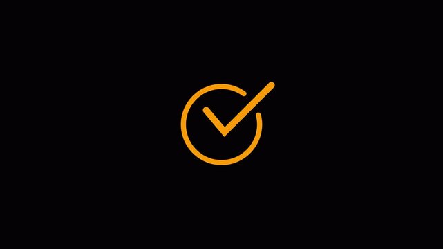 Animated Golden Check Mark Icon in Circle ontrnasprnt Background