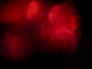 Abstract red light bokeh effect on dark background. Red glowing shapes blend softly. Suitable for creative design or atmospheric backgrounds. No identifiable species present. Light leaks for design. © mark_gusev