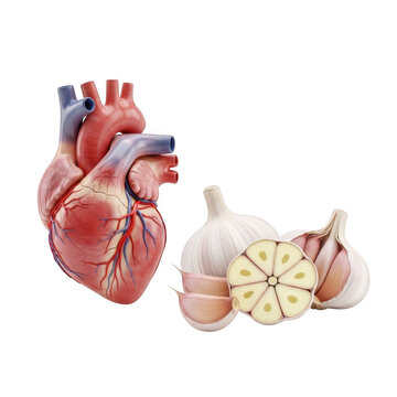 Human heart and kidney anatomical illustration isolated on transparent background