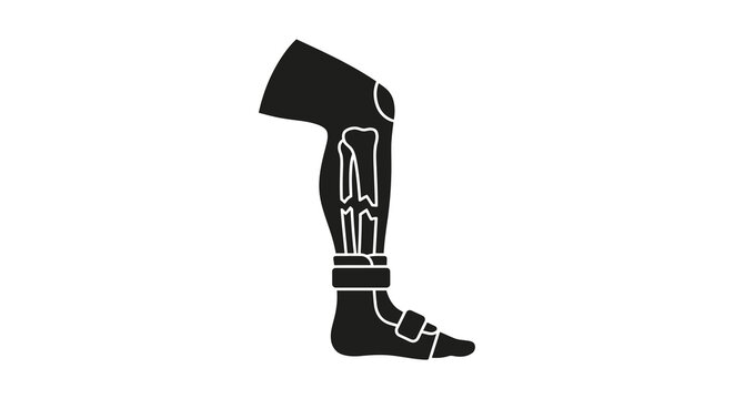 Prosthetic Leg Silhouette Against A White Background