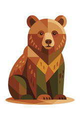 Geometric Brown Bear Cub Illustration Modern Polygonal Animal Art © Syam Artwork