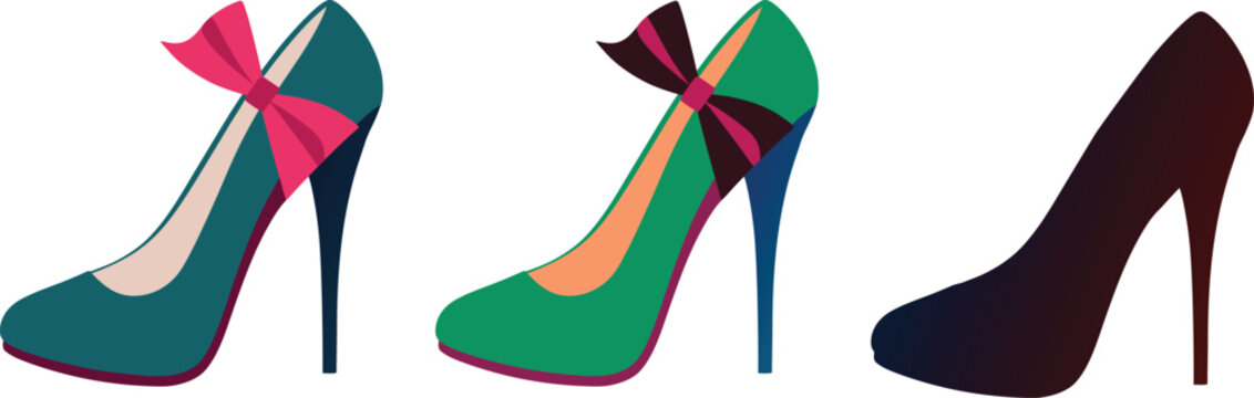Three different styles of highheeled shoes
