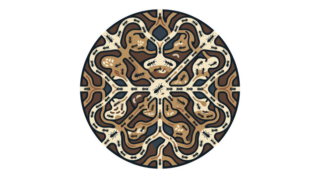 Circular mandala of stylized brown snakes.