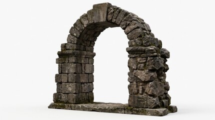 Fototapeta premium Ancient stone archway with detailed brickwork and weathered texture