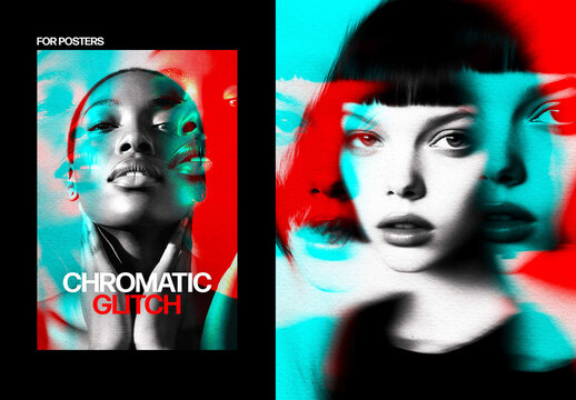 Vertical Chromatic Ghost Blur Effect For Poster And Print Design