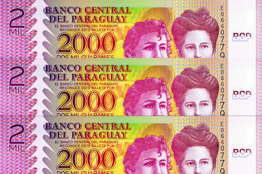 2000 Guaranies Paraguay banknote featuring Adela and Celsa Speratti. Polymer money. New money of Paraguay.