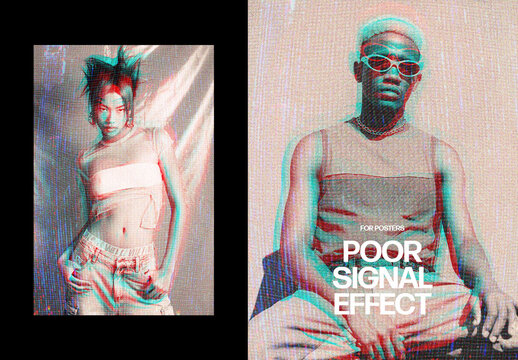 Vertical Poor Signal Photo Effect For Poster And Print Design