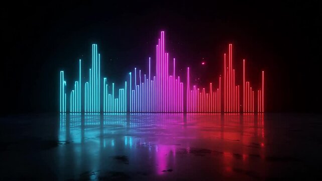 Futuristic neon voice frequency waveform beat, vibrant cyber aesthetic audio visualizer loop