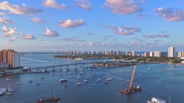 aerial movie from Lake worth Lagoon and Jimmy Buffet memorial highway