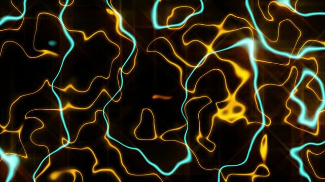 Gradient background with colorful contour lines, curved lines mimic topographic terrain with depth and movement, ideal for digital maps and abstract tech motion graphics in 4K loop